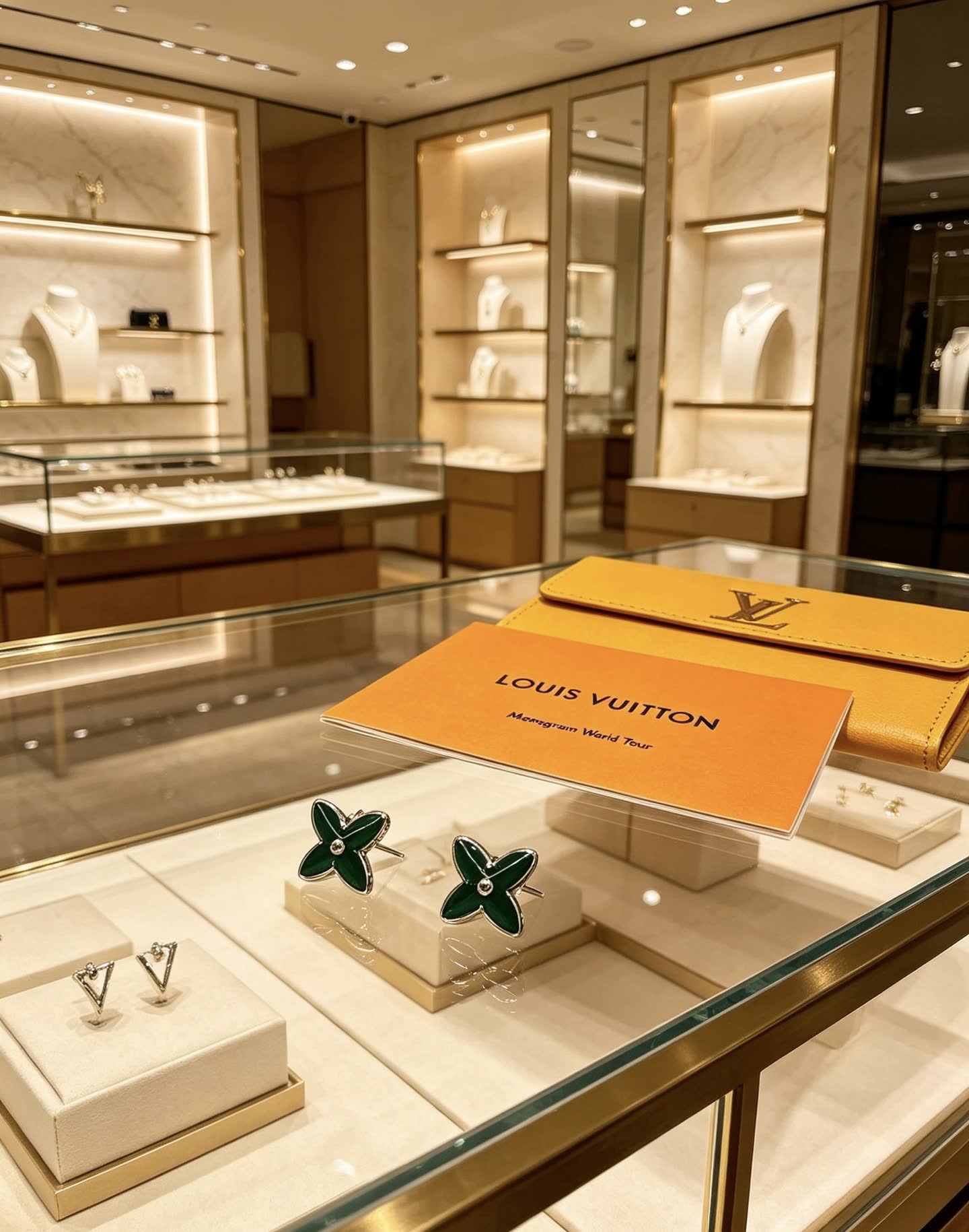 Louis Vuitton Green Enamel Earrings